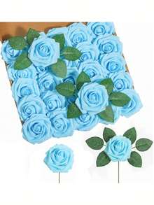 25pcs Red Artificial Rose Stems, Realistic Foam Red Rose Bouquet For Wedding, Home Decor, Mother's Day, Birthday, Graduation Gift - Multicolor - View 12