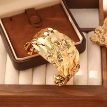 1 chiếc vòng tay bản rộng bằng thép không gỉ mạ vàng 18K, thiết kế tối giản thời trang, phù hợp cho tiệc tùng, hẹn hò và công sở. - Nhiều màu - Xem 12