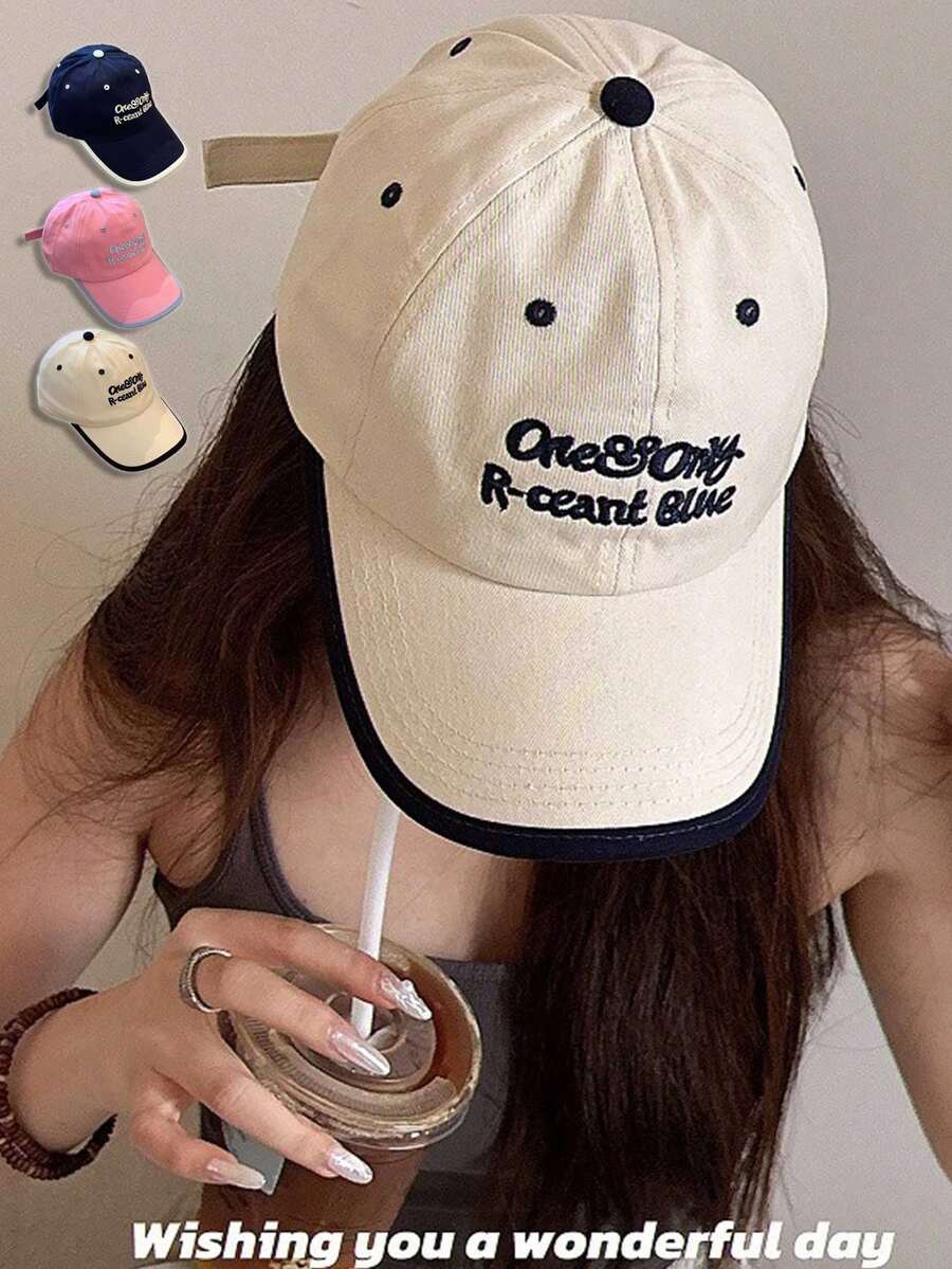 1pc Unisex Baseball Cap, Casual Embroidered Letter Design, Outdoor Sun Protection Hat