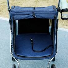 Lightweight Aluminum Dog Stroller, Foldable Dog Buggy For Dogs And Cats Up To 10 Kg, Cat Buggy With Cushion, Mesh Windows, Doors, Storage Basket, Dark Blue - Blue - View 8
