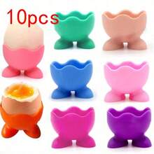 10pcs Silicone Egg Holders, Durable And Stackable, Suitable For Boiling Eggs, Breakfast Preparation And Kitchen Display, Kitchen Utensils Tools, Kitchen Restaurant, Creative Stand, Party Gift, Kitchen Gift - Multicolor - View 11