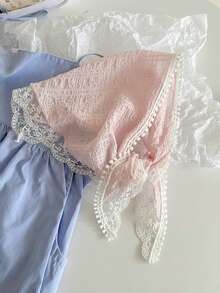 1pc Women's White Lace Trim Triangular Scarf, Cute Countryside Style Versatile Lace Patchwork Apron Skirt, Sweet Retro Lace Headscarf Shawl Suitable For Summer Beach Holiday Photo Shoot Decor,Festival,Travel - Multicolor - View 11
