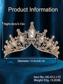 2pcs King And Queen Crown Set, Unisex, Suitable For Wedding, Graduation, Birthday, Valentine''s Day Party And Other Occasions - Gold - View 3