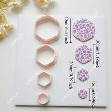 4 pièces/set Kits de fabrication de bijoux de forme géométrique, mini-découpoirs en argile géométrique pour boucles d'oreilles et fabrication de bijoux, moules en argile polymère avec bordure encadrée pour pendentifs et colliers faits main, découpoirs en argile polymère de forme diamant, carré, rectangle, hexagone, arche - Beige - Voir 10