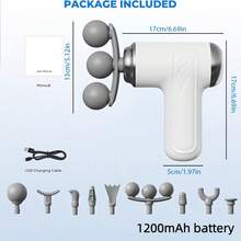 3pcs Massage Gun, Electric Massager, Home Fitness Mini Massage Gun With 9 Interchangeable Massage Heads, 6 Speed Levels, USB Rechargeable, Suitable For Home Fitness, Office Use, Muscle Relaxation, Fatigue Relief, Perfect Gift - View 2
