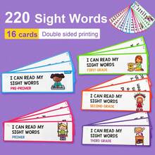 Lachilly 16 PIEZAS Tarjetas de aprendizaje de 220 palabras de uso frecuente, Tarjetas de vocabulario en inglés, Juguetes educativos de juegos cognitivos para niños, Materiales didácticos Montessori - Multicolor - Ver 10