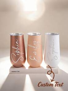 Personalized Wedding Champagne Glasses, Custom Lidded Iced Coffee Cups, Wedding Party Wine Glasses, Beer Mugs, Beverage Cups, Gifts For Mom, Teacher'S Day, Birthdays, Valentine'S Day - Multicolor - View 2