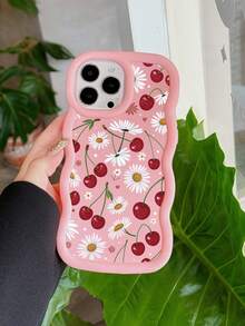 可爱樱桃雏菊波浪边手机壳，兼容 和 Galaxy - 粉色 - 查看 5