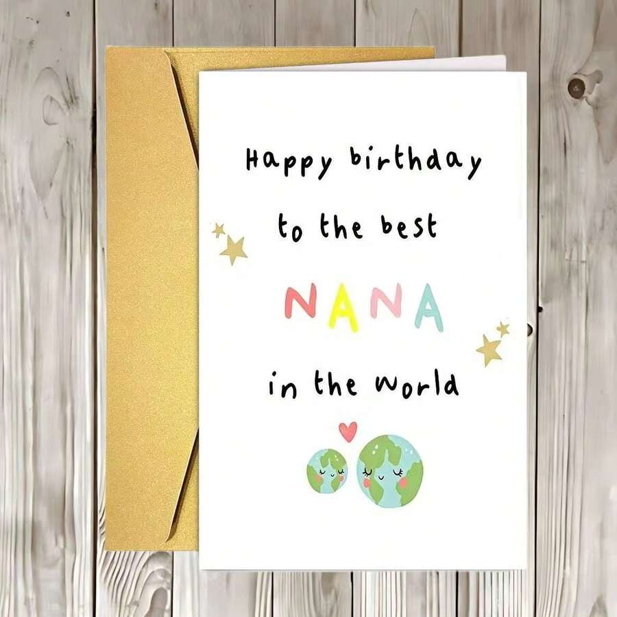 一张印有彩色地球图案的精美奶奶生日贺卡 - 非常适合圣诞节和冬季庆祝活动,节日奶奶贺卡,随机信封包装,送给奶奶的完美礼物 - 均碼 - 查看 1