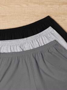 3pcs Set Spring/Summer Minimalist Ruffle Hem Shorts & 3pcs Set Solid Color Comfortable Lounge Pants - Multicolor - View 4