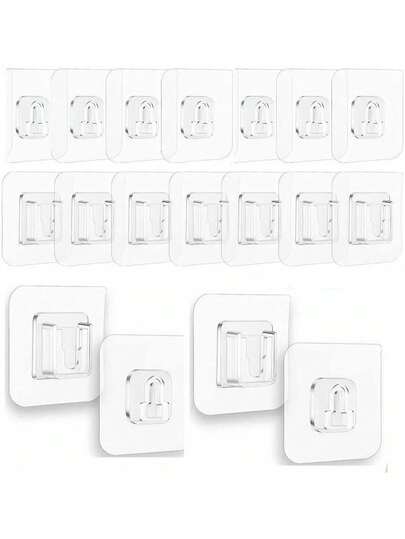 50pcs Self-Adhesive Double-Sided Damage-Free Wall Hooks, Suitable For Bathroom, Kitchen, Storage