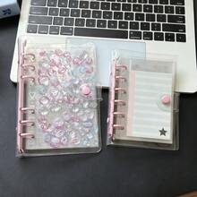 A6/A7 Single-Hole Transparent Notebooks, Pink Binder Stickers Notebooks, Sticker Notebooks, Photo Card Organizers, Dual-Button Soft Leather Transparent Covers For Notebooks, Handmade DIY Diaries, Albums, Stickers, Notebooks, Planners, Student Stationery, Office Supplies - Sets - View 8