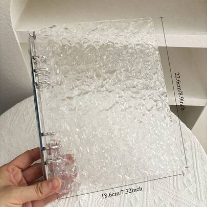 M5 计划贴纸收纳册，贴纸交换收藏本，日式透明波浪纹活页笔记本套装，金属环多尺寸收纳册，INS风高透明波浪纹A5亚克力封面，PP单格收纳袋，适用于日式计划本制作、偶像卡片收藏、材料整理、随身携带的日程规划