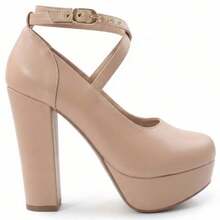 Mary Jane Shoe With Platform Heel And Chunky Heel, Size P4 - Naken - Visa 3