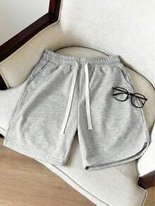 1 chiếc quần short dệt kim nam kiểu dáng thường ngày, phong cách thể thao thời trang, thích hợp mặc đi biển, đa năng và thoải mái cho mùa hè, có nhiều màu sắc cho cả nam và nữ. - Màu Xám nhạt - Xem 2