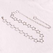 1 Stylish And Cute Hollow-Out Five-Pointed Star Waist Chain, Perfect For Women's Daily Wear, Vacation, And Commute - Bạc - Xem 4