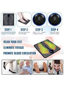 Masajeador de pies EMS, Dispositivo de terapia de pies, Alfombra de masaje automática de meridianos de los pies con pulso - Negro - Ver 8