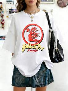 Hellstars Must Be Stopped Prohibited Flame Head Star Y2K Graphic T-Shirt,220g 100% Cotton,Round Neck Short Sleeve,White Streetwear Essential For Summer Going Out,Unisex Style - White - View 1