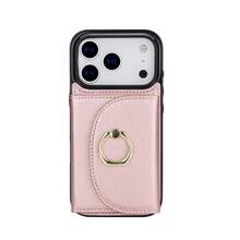 AWQUER PU Faux Leather Wallet Case Suitable For IPhone 17 Air 17E 16E 16 15 14 13 12 11 Pro X XS Max XR 8 7 Plus SE 5G 2022 2020 SE3 SE2 Kickstand Card Slots Mobile Phone Bag Cover With Finger Ring Holder - Rose Gold - View 21