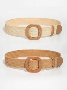 Set de 2 cinturones de mujer de paja trenzada de estilo bohemio para verano, escuela, otoño y Halloween - Multicolor - Ver 7