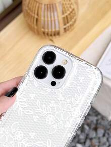 1 chiếc ốp lưng điện thoại trong suốt, mềm mại, chống trượt, họa tiết ren lãng mạn, thanh lịch, phù hợp với 11/12/13/14/15/16 Pro Max - Nhiều màu - Xem 4