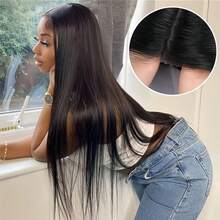 Glueless Straight Lace Front Wig - 5x5 HD Pre-Plucked & Cut Human Hair, Natural Hairline, 180% Density,No Glue 3 Seconds To Wear Glueless Wig - Natural Black - View 3