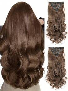 30英寸合成长卷发片,自然波浪夹式接发,增加发量,全头挑染,柔软浓密,适合女性、女孩日常派对佩戴 - 彩色 - 查看 22