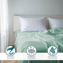 Ecommerc3 Fitted Sheet, Cotton, For Beds From 80 To 200 Cm, Elasticated Perimeter, Wide Variety Of Colors - Green - View 4