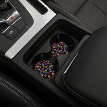 1pc Dog Paw Print Car Steering Wheel Cover + 2pcs Car Cup Holders, Waterproof Steering Wheel Cover Fits 14.5-15 Inch - Multicolor - View 9