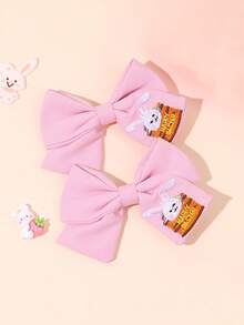 2个复活节女孩优雅蝴蝶结发夹，可爱卡通蝴蝶结发卡 - 彩色 - 查看 4