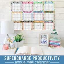 Hadley Designs Yearly Wall Calendar 2026 Large - 12 Month Dry Erase Calendar For Wall, Double-Sided, Reversible, Erasable, Reusable, Full Year Long Annual Planner - Doodle Colorful - ColorA - 查看 5