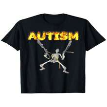 Women's Autism Skull Funny Graphic T-Shirt - Fun Graphic T-Shirt With Bold Autism Text - Soft Black Crew Neck, Suitable For Autism Enthusiasts, Casual Wear And Gifts - Machine Washable, Comfortable Everyday Wear, Eye-Catching Design, Durable Stitching, Short-Sleeved Top, Fashionistas - Black - View 2