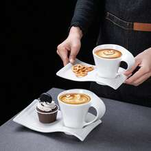 Juego de taza y platillo de cerámica de 80ml/100ml/180ml/280ml, elegante juego de taza de café y platillo de cerámica, adecuado para el té de la tarde, cafetería, uso diario en la oficina, fácil de limpiar, apto para lavavajillas - Multicolor - Ver 6