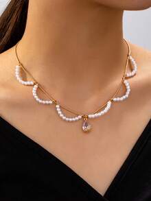 1件欧美夸张串珠水滴形项链（女士款） - 彩色 - 查看 2