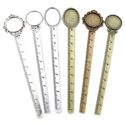 2pcs 20mm/18x25mm Ruler Bookmark Base Tray Cabochon Base Blanks Settings And Glass Cabochon Cameo DIY Jewelry Making Accessories