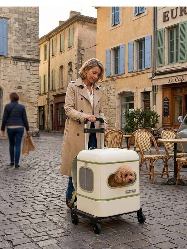 2-in-1 Haustier Kinderwagen und Rucksack Träger, erweiterbares atmungsaktives Mesh-Design für Katzen und Hunde, ideal für Wandern, Camping, Outdoor-Aktivitäten, abnehmbarer Katzentoilette, faltbarer Haustier Roller Box/Umhängetasche