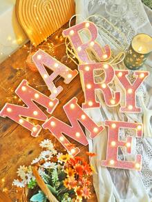 1个16厘米/6.3英寸玫瑰金LED发光字母灯，电池供电，闪烁字母灯，适用于婚礼、求婚、生日派对、周年纪念、节日装饰、桌面装饰、字母照明、卧室夜灯 - 深粉紅色 - 查看 11