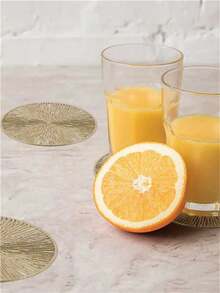 金色镂空PVC防滑杯垫，耐热易清洁，适用于日常餐具、节日、派对、酒吧、居家庆典、秋冬季节，时尚百搭的圣诞礼物 - 金色 - 查看 6