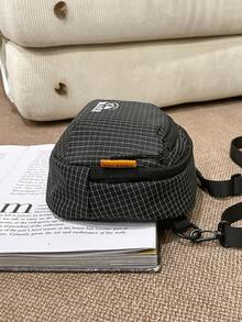 Outdoor Functional Wind Crossbody Bag Ultra Lightweight Carrying Grid Patterned Nylon Cloth Waterproof Hiking Backpack Mobile Phone Bag - Black - View 7