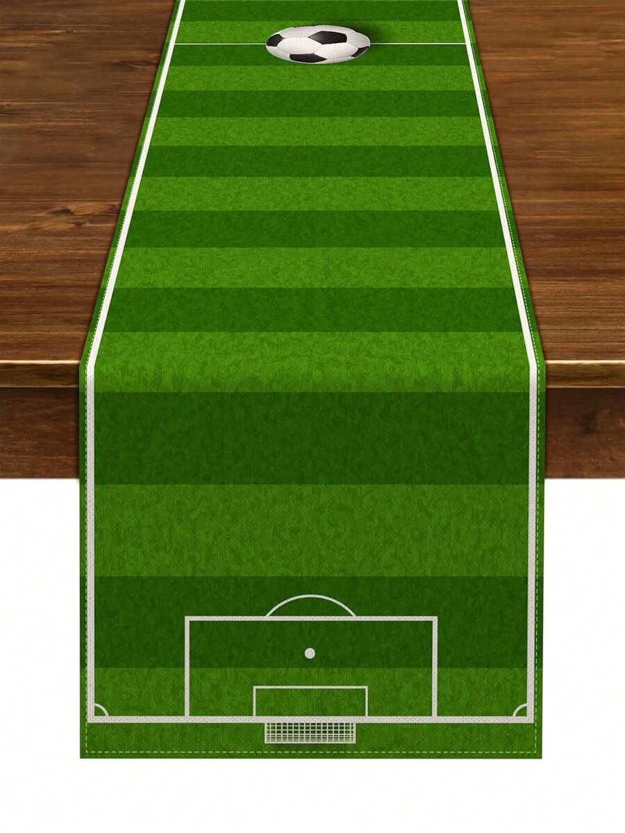 Taplak Meja Motif Lapangan Sepak Bola, Dekorasi Meja Pesta Sepak Bola, Dapat Dicuci, Tema Olahraga, Taplak Meja Dapur/Ruang Makan, Dekorasi Pesta Olahraga untuk Hadiah Ulang Tahun Anak Laki-Laki - Hijau - View 1