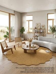 Thảm trang trí dệt giả sợi đay có thể giặt được, thảm tròn viền lượn sóng, thảm trải sàn phòng ngủ, thảm ngoài trời, thiết kế phối màu tương phản, họa tiết giả dấu chân thú cưng, đế chống trượt TPR, trang trí nhà cửa cá nhân hóa, phong cách mới năm mới, thích hợp chụp ảnh, quà tân gia, quà cho người nuôi thú cưng, nhiều kích cỡ, sử dụng được nhiều nơi. - Sóng tròn màu nâu - Xem 1