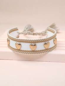 1pc Rivet Heart Bohemian Bracelet - Gold - View 3