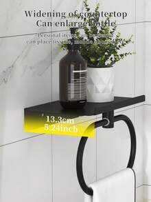 1pc Oval Towel Rack, Wall-Mounted, No Drilling Required, Space-Saving Bathroom Organizer With Towel Ring, Bathroom Triangle Shelf, Bathroom Towel Rack, Bathroom Hardware - Multicolor - View 10