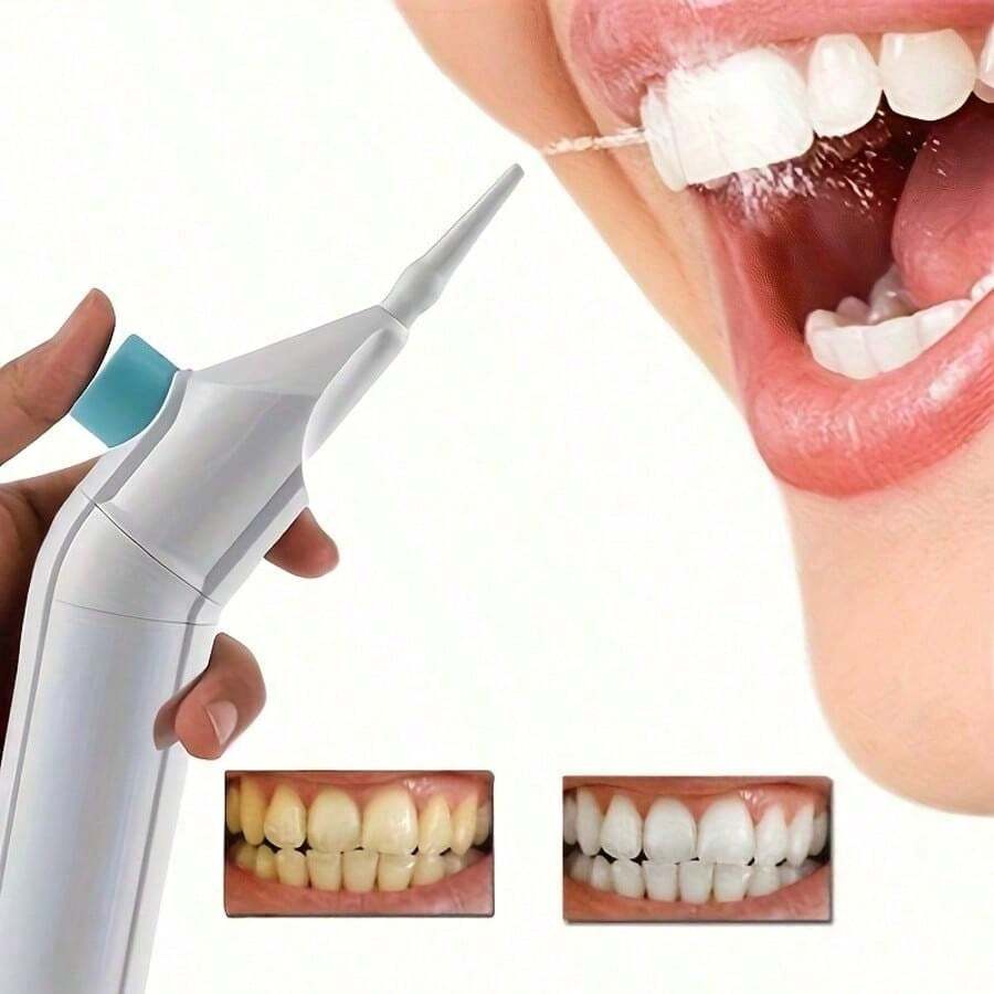 Máy tăm nước áp lực cao cầm tay, thiết bị làm sạch răng, thiết bị súc miệng. Được làm từ chất liệu ABS, với công nghệ xung áp lực cao, thiết kế nút bấm và vòi phun có thể tháo rời. Lý tưởng để làm sạch răng và chăm sóc răng miệng, không cần động cơ điện, thích hợp cho gia đình và khi đi du lịch. Cần thiết cho việc chăm sóc răng miệng | Thiết bị tăm nước nha khoa kiểu dáng đẹp | Thiết kế cầm tay, máy tăm nước - trắng - Xem 1
