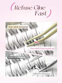 430 Stainless Steel Tweezers - Glue-Free Specialized Tweezers, Precise Tweezers For Beginners, High Precision Portable MR.WISH False Eyelashes - Yellow - View 5