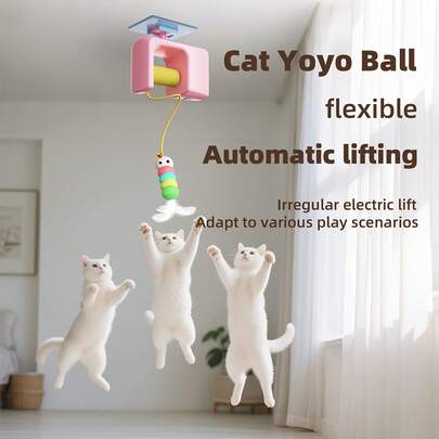 1 pieza Juguete eléctrico para gatos, Varita de juguete automática retráctil con plumas, Juguete inteligente asimétrico para gatos con movimiento hacia arriba y hacia abajo, Perfecto para gatos de interior, gatitos y todas las razas, Regalo ideal para dueños de gatos, amigos, cumpleaños, Navidad, Halloween, recuerdo de mascota