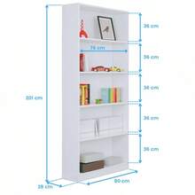 Miroytengo Conjunto de muebles despacho blanco moderno mesa escritorio 138x60 cm, aparador 144x42 cm, 2 estanterías 80x28 cm blanco artik melamina mate, mobiliario de oficina completo fabricación nacional. De 3 a 5 días de envio - Blanco - Ver 6
