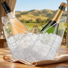 4 Liter Clear Plastic Ice Bucket Beverage Chiller Bin Fits 2 Wine & Champagne Bottles Large Capacity Drink Bucket For Party Bar Wedding Outdoor Indoor Use - View 1