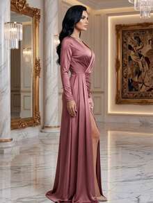 Women Plus Bridesmaid Dresses - Mauve - View 2