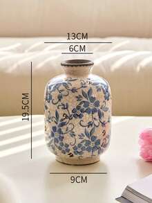 1个大型蓝白复古陶瓷花瓶 - 中式花卉圆形花瓶，适合乡村风格装饰，7.7英寸花瓶，适合千禧一代办公室中心摆件、书架桌面装饰 - 中国瓷器花瓶 - 彩色 - 查看 14